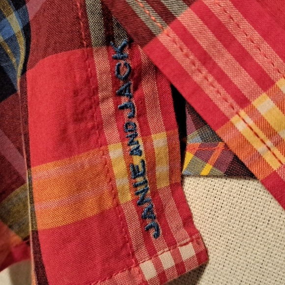 Janie and Jack boys size 6-12 months red plaid button down shirt - Picture 4 of 6